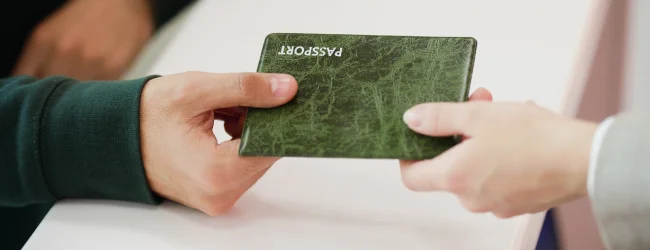 Couple with passports and credit card